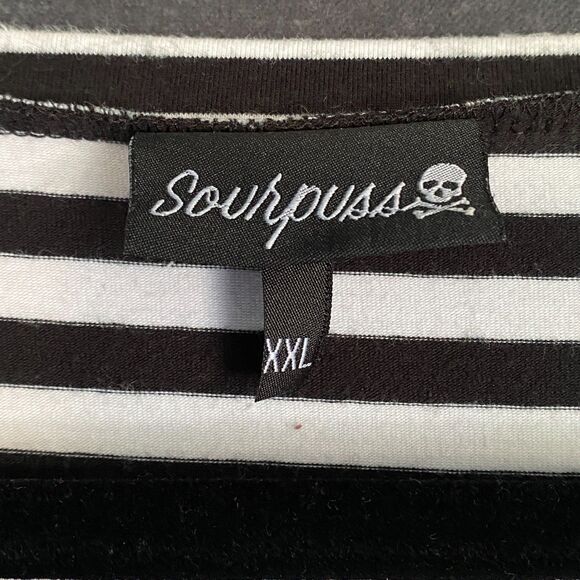 Sourpuss Nautical V-Neck T-Shirt XXL – Striped Punk Style - Picture 3 of 7